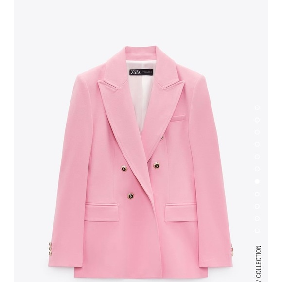 NWT Zara Tailored Pink Double breasted Blazer - Picture 7 of 10